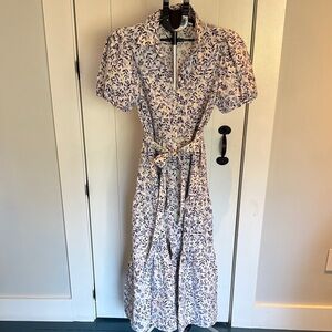 Erica Wilson Floral Purple and White Women's Dress Size M